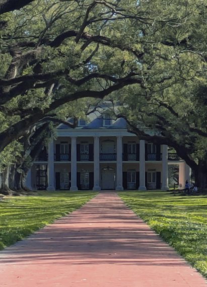 The oak alley leading to the Big House at Oak Alley Plantation